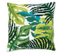 Vervaco Cross Stitch Cushion Botanical Leaves, Cotton Blend, Assorted, 25.6 x 2.9 x 17.9 cm