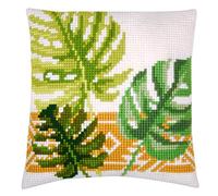 Vervaco Cross Stitch Cushion Botanical Leaves, Cotton Blend, Assorted, 43.6 x 23.6 x 30 cm