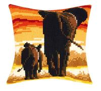 Vervaco Cross Stitch Cushion Elephants, Cotton Blend, Assorted, 26 x 1 x 7.6 cm