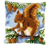 Vervaco Cross Stitch Cushion Embroidery Kit Squirrel in Pine Embroidery Picture Printed