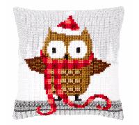 Vervaco Cross Stitch Cushion Owl in Santa Hat Cotton Multi Colour One