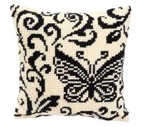 Vervaco Cross Stitch Cushion Kit - Black & White Butterfly
