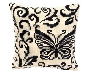 Vervaco Cross Stitch Cushion Kit - Black & White Butterfly