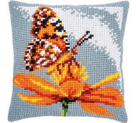 Vervaco Cross Stitch Cushion Kit, Butterfly, Approx. 40 x 40 cm