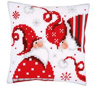 Vervaco Cross Stitch Cushion Kit Christmas Gnomes, Cotton, Multicolour, 40 x 40 x 0,3 cm