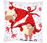 Vervaco Cross Stitch Cushion Kit Christmas Gnomes Ii, Cotton, Multicoloured, 40 x 40 x 0,3 cm