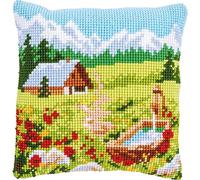 Vervaco Cross Stitch Cushion Kit Mountain Meadow Ecru Approx. 40 x 40 cm