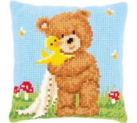 Vervaco Cross Stitch Cushion Kit: Popcorn & Soufflé The Duck, Cotton, NA, 40 x 40cm