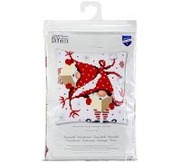 Vervaco Cross Stitch Cushion Kit Christmas Gnomes Ii, Cotton, Multicoloured, 40 x 40 x 0,3 cm