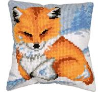 VERVACO Cross Stitch Cushion Kit Small Fox Set Embroidery Beginners Cushions Decorative Gobelin Cushions 40 x 40 cm Accessories for Crafts DIY Home Decor Hobby Adults Cross Stitch