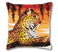 Vervaco Cross-stitch Cushion Leopard, Cotton Blend, Assorted, 43.6 x 23.6 x 30 cm