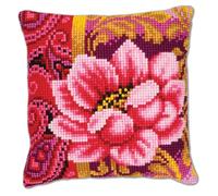 Vervaco Cross Stitch Cushion: Pink Flower,Setof1,