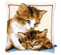 Vervaco Cross Stitch Cushion :Playful Kittens, Multi-Coloured, Approx. 40 x 40 cm