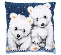 Vervaco Cross Stitch Cushion Polar Bears, Cotton Blend, Assorted, 32.6 x 5 x 32 cm