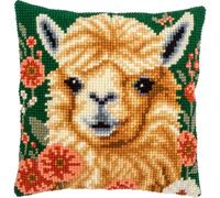 VERVACO Cross Stitch Embroidery Kits Cushion Embroidery Set Beginners Pre-Printed Alpaca DIY Set Creative Set for Adults Decorative Cushion 40 x 40 cm Craft Set Craftsman Home Decoration