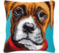 Vervaco Cross Stitch Embroidery Kits Cushion Embroidery Set Beginners Pre-Printed Boxer DIY Set Creative Set for Adults Decorative Cushion Approx. 40 x 40 cm Craft Set Craftsman Home Decoration