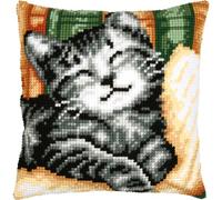 Vervaco Cross Stitch Embroidery Kits Cushion Embroidery Set Beginners Pre-Printed Cat with Book DIY Set Creative Set for Adults Decorative Cushion 40 x 40 cm Craft Set Craftsman Home Decoration
