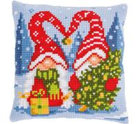 Vervaco Cross Stitch Embroidery Kits Cushion Embroidery Set Beginners Pre-Printed Christmas Gnomes DIY Set Creative Set for Adults Decorative Cushion Approx. 40 x 40 cm Craft Set Craftsman Home
