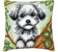 VERVACO Cross Stitch Embroidery Kits Cushion Embroidery Set Beginners Pre-Printed Dog DIY Set Creative Set for Adults Decorative Cushion 40 x 40 cm Craft Set Craftsman Home Decoration