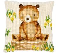 Vervaco Cross Stitch Embroidery Kits Cushion Embroidery Set Beginners Pre-Printed Forest Animals DIY Set Creative Set for Adults Decorative Cushion Approx. 40 x 40 cm Craft Set Craftsman Home