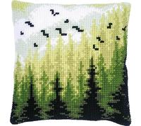 Vervaco Cross Stitch Embroidery Kits Cushion Embroidery Set Beginners Pre-Printed Forest DIY Set Creative Set for Adults Decorative Cushion Approx. 40 x 40 cm Craft Set Craftsman Home Decoration