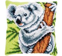 Vervaco Cross Stitch Embroidery Kits Cushion Embroidery Set Beginners Pre-Printed Koala DIY Set Creative Set for Adults Decorative Cushion Approx. 40 x 40 cm Craft Set Craftsman Home Decoration