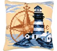 VERVACO Cross Stitch Embroidery Kits Cushion Embroidery Set Beginners Pre-Printed Marine DIY Set Creative Set for Adults Decorative Cushion Approx. 40 x 40 cm Craft Set Craftsman Home Decoration