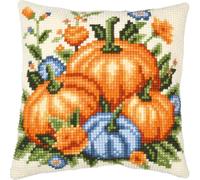 VERVACO Cross Stitch Embroidery Kits Cushion Embroidery Set Beginners Pre-Printed Pumpkins DIY Set Creative Set for Adults Decorative Cushion 40 x 40 cm Craft Set Craftsman Home Decoration
