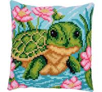 VERVACO Cross Stitch Embroidery Kits Cushion Embroidery Set Beginners Pre-Printed Small Turtle DIY Set Creative Set for Adults Decorative Cushion 40 x 40 cm Craft Set Craftsman Home Decoration