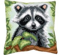 VERVACO Cross Stitch Embroidery Kits Cushion Embroidery Set Beginners Pre-Printed Washbear DIY Set Creative Set for Adults Decorative Cushion 40 x 40 cm Craft Set Craftsman Home Decoration