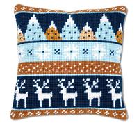 Vervaco Cross Stitch Embroidery Kits Cushion Embroidery Set Beginners Pre-Printed Winter Motifs DIY Set Creative Set for Adults Decorative Cushion Approx. 40 x 40 cm Craft Set Craftsman Home