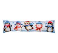 VERVACO Cross Stitch Embroidery Kits Decorative Draught Excluder Pre-Printed Cushion Snow Fun DIY Set Creative Set for Adults Approx. 80 x 20 cm Craft Set Craftsman Home Decoration