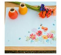 VERVACO Cross Stitch Embroidery Kits Placemats Fabric Poppies and Wild Flowers Set of 2 Embroidery Set Pre-Drawn DIY Crafts Adults Creative Kit for DIY Embroidery 45 x 35 cm DIY Embroidery Set