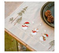 VERVACO Cross Stitch Embroidery Kits Placemats Fabric Snowmen Set of 2 Embroidery Set Pre-Drawn DIY Crafts Adults Creative Kit for Self-Embroidery Approx. 35 x 45 cm DIY Embroidery Set Embroidery Set
