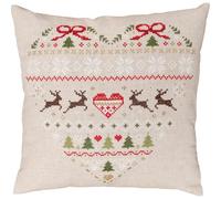 VERVACO Cross Stitch Embroidery Kits Pre-Printed Cushion Embroidery Set Beginners Festive Heart Embroidery Set Cushion Cover with Zip Decorative Cushion Approx. 40 x 40 cm DIY Craft Set Home