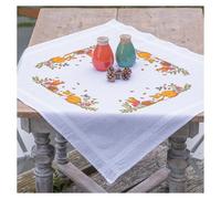 VERVACO Cross Stitch Embroidery Kits Tablecloth Autumn Forest Embroidery Blankets Pre-Drawn Crafts Adult Creative Set Pre-Printed Blanket Embroidery 80 x 80 cm Embroidery Set DIY Embroidery Set