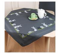 VERVACO Cross Stitch Embroidery Kits Tablecloth Easter Eggs and Rabbits Embroidery Blankets Pre-Drawn Crafts Adult Creative Set Pre-Printed Blanket Embroidery 80 x 80 cm Embroidery Set DIY Embroidery