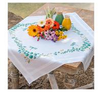 VERVACO Cross Stitch Embroidery Kits Tablecloth Eucalypt Embroidery Blankets Pre-Drawn Crafts Adult Creative Set Pre-Printed Blanket Embroidery Approx. 80 x 80 cm Embroidery Set DIY Embroidery Set
