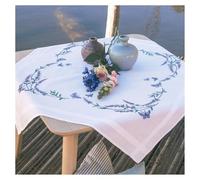VERVACO Cross Stitch Embroidery Kits Tablecloth Lavender and Butterflies Embroidery Blankets Pre-Drawn Crafts Adults Creative Set Pre-Printed Blanket Embroidery 80 x 80 cm Embroidery Set DIY