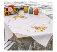 VERVACO Cross Stitch Embroidery Kits Tablecloth Pumpkins & Leaves Embroidery Blankets Pre-Drawn Crafts Adult Creative Set Pre-Printed Blanket Embroidery 80 x 80 cm Embroidery Set DIY Embroidery Set