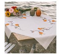 VERVACO Cross Stitch Embroidery Kits Tablecloth Robin Embroidery Blankets Pre-Drawn Crafts Adult Creative Set Pre-Printed Blanket Embroidery Approx. 80 x 80 cm Embroidery Set DIY Embroidery Set