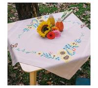 Vervaco Cross Stitch Embroidery Kits Tablecloth Sunflowers Embroidery Blankets Pre-Drawn Crafts Adult Creative Set Pre-Printed Blanket Embroidery 80 x 80 cm Embroidery Set DIY Embroidery Set