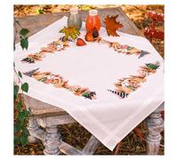 VERVACO Cross Stitch Embroidery Kits Tablecloth Winter Village Embroidery Blankets Pre-Drawn Crafts Adult Creative Set Pre-Printed Blanket Embroidery Approx. 80 x 80 cm Embroidery Set DIY Embroidery