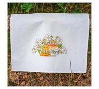 VERVACO Cross Stitch Embroidery Kits Tea Towel Happy Bee Pre-Drawn Craft Adult Creative Set Pre-Printed Kitchen Towel Embroidery Approx. 46 x 71 cm Handmade Accessories DIY Home Decoration Embroidery