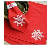 VERVACO Cross Stitch Embroidery Packs Napkins Fabric Christmas Snowflakes Set of 4 Embroidery Set Pre-Drawn DIY Crafts Adult Creative Kit for Self-Embroidery 40 x 40 cm DIY Embroidery Set