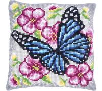 Vervaco Cross Stitch Embroidery Kits Cushion Embroidery Set Beginners Pre-Printed Butterfly DIY Set Creative Set for Adults Decorative Cushion Approx. 40 x 40 cm Craft Set Craftsman Home Decoration