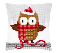 Vervaco Cross Stitch Cushion Owl in Santa Hat Cotton Multi Colour One