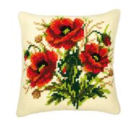 Vervaco Cross Stitch Kit 40cm Cushion Cover - Poppies 1