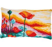 Vervaco Cross Stitch Kit 50cm x 30cm Cushion Cover - Poppies Landscape 2