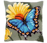 Vervaco Cross Stitch Kit: Cushion: Butterfly & Yellow Flower, COTTON, NA, 40 x 40cm